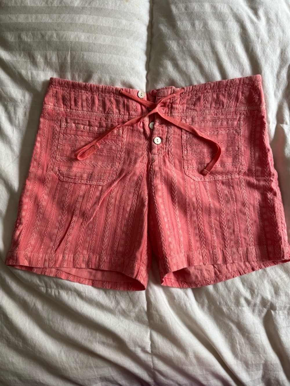 Women’s Coral Pink Drawstring and button Shorts